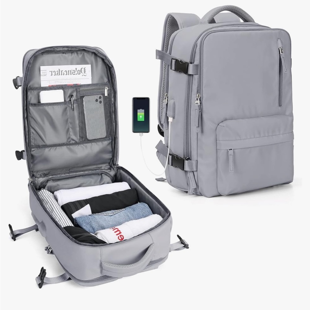 Large grey travel backpack